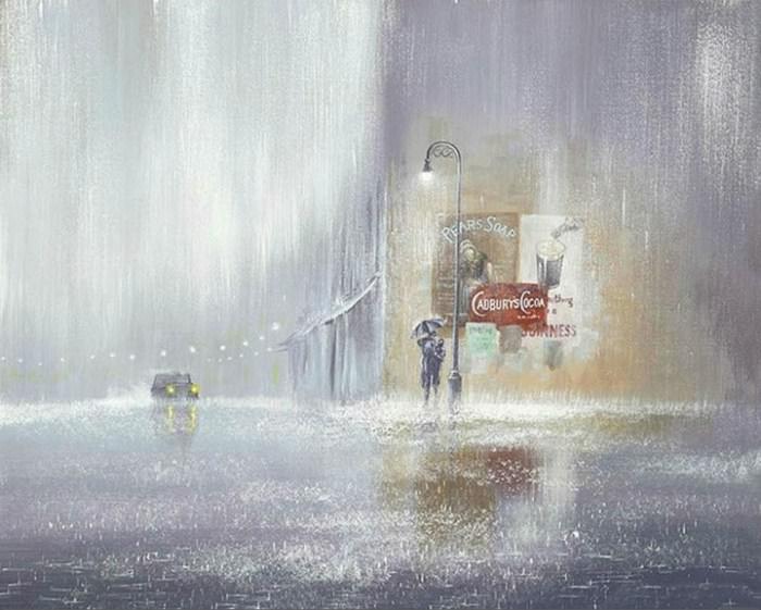Lindas pinturas sobre a chuva
