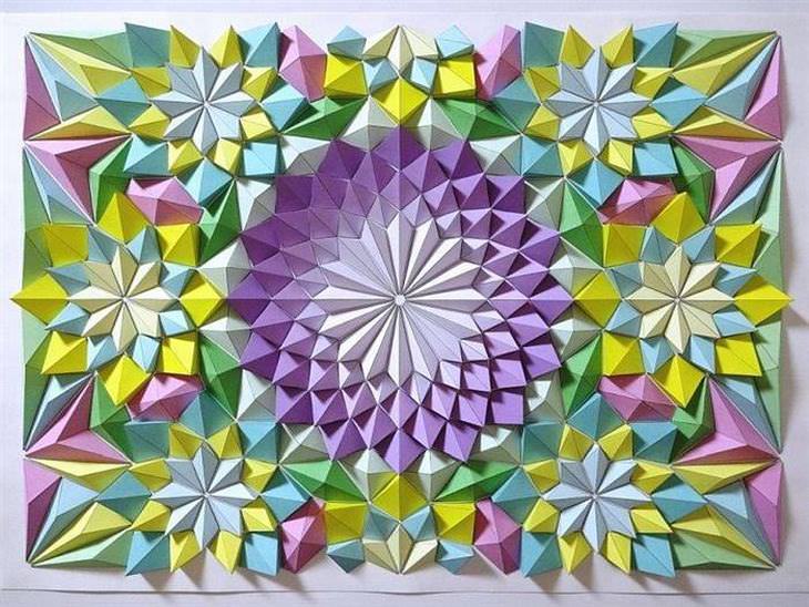 mosaicos de origami de Kota Hiratsuka