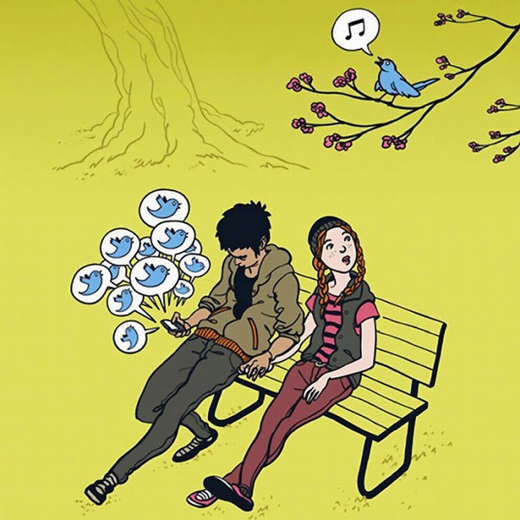cartoons sobre vício em celular