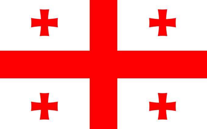 bandeira branca com uma grande cruz vermelha no centro e quatro cruzes vermelhas nos cantos