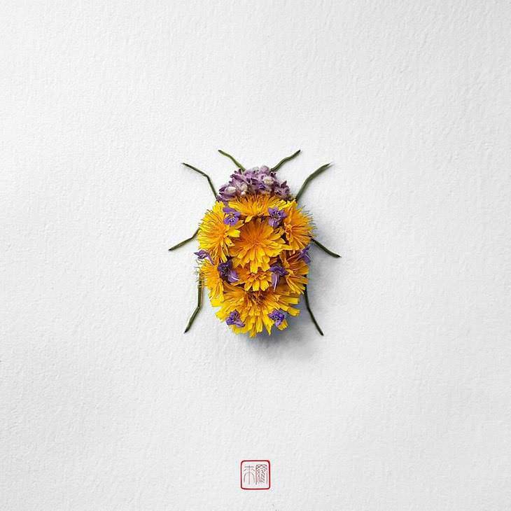 insetos feitos com flores