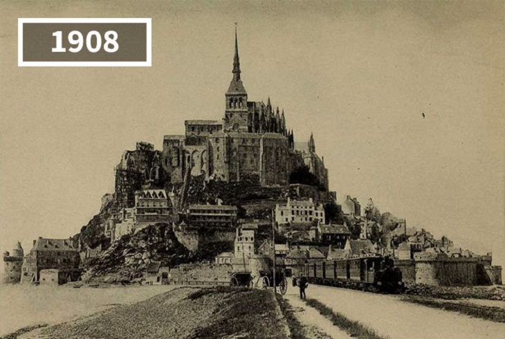 Past and Present Mont Saint-Michel, France