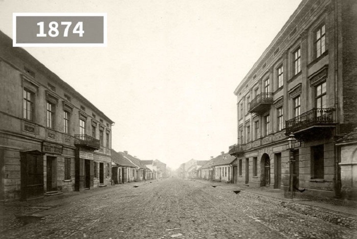 Past and Present Nowomiejska Street, Poland