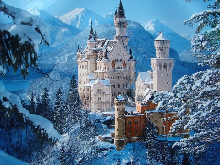 Castillos Medievales Castillo de Neuschwanstein, Alemania en invierno