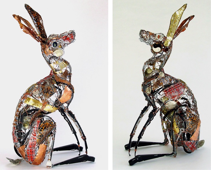 Belas esculturas de animais feitas de sucata reciclada por Barbara Franc