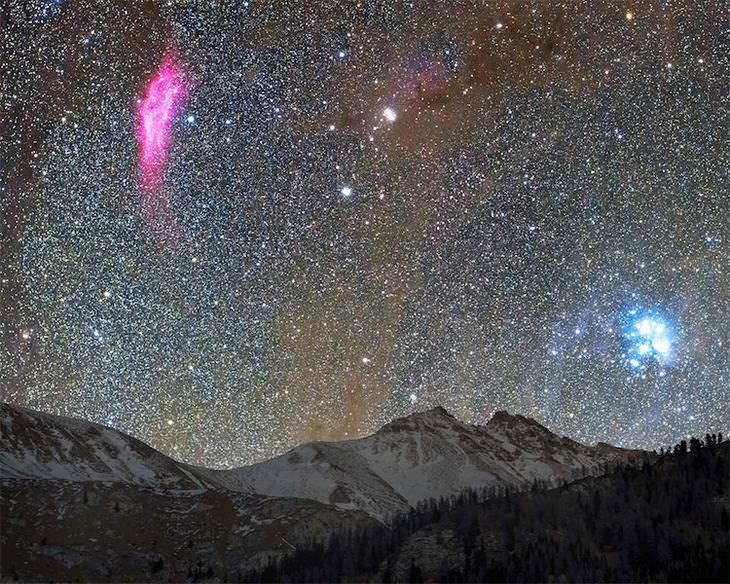 Galáxia de Andrômeda Nebulosa da América do Norte e Plêiades 