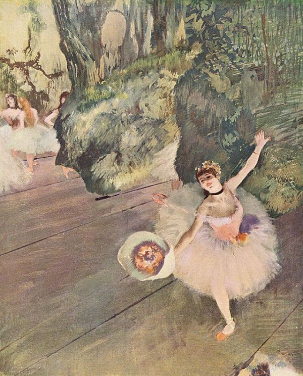 Bailarina com um buquê de flores (primeira bailarina Rosita Mauri), 1878, Degas