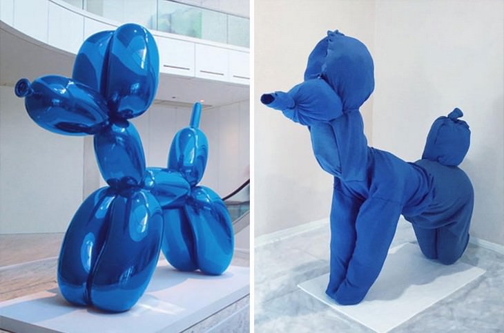 Balloon Dog, de Jeff Koons (sim, há uma pessoa enrolada!)