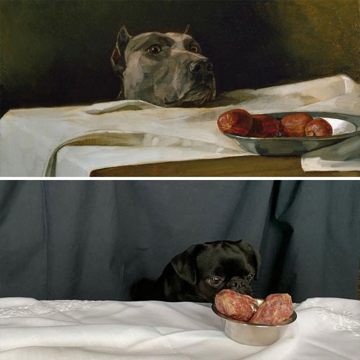 Cão com um prato de linguiças, de Wilhelm Trübner