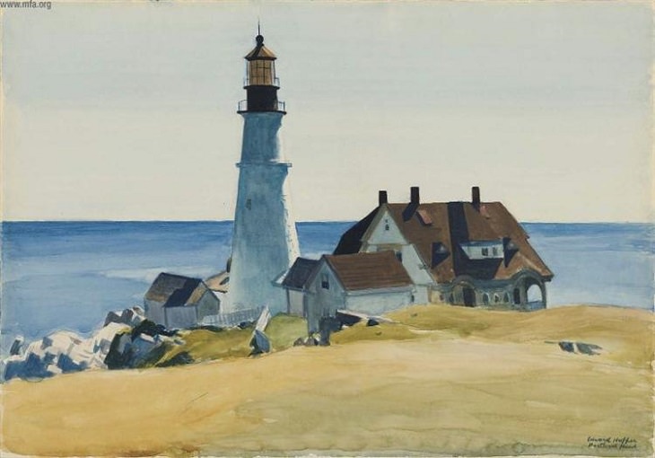 Farol e edifícios, Portland Head, Cape Elizabeth, Maine, 1927 Edward Hopper 