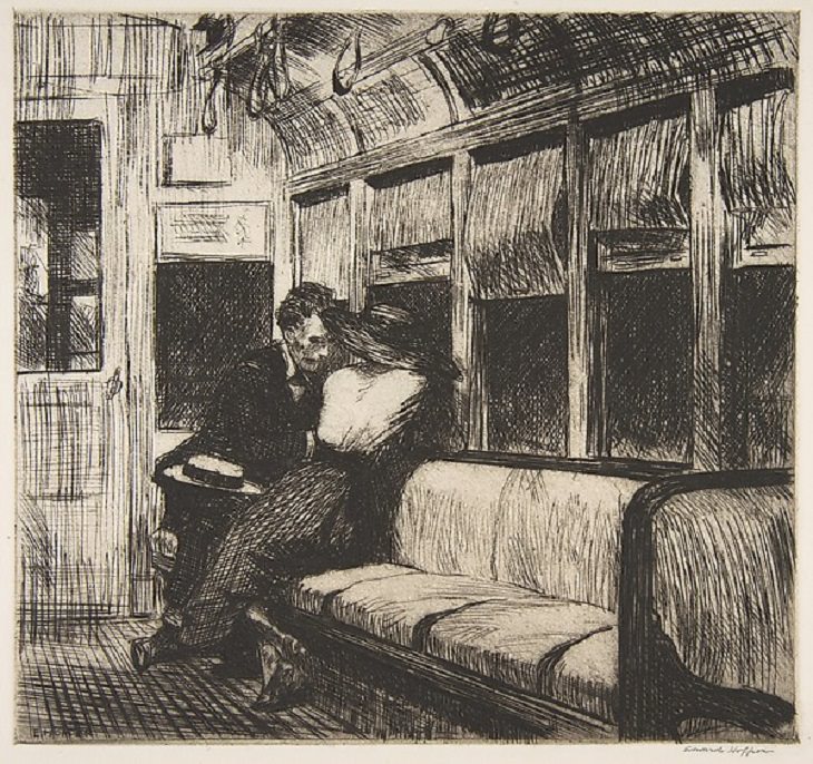 Noite no trem El, 1918, Edward Hopper