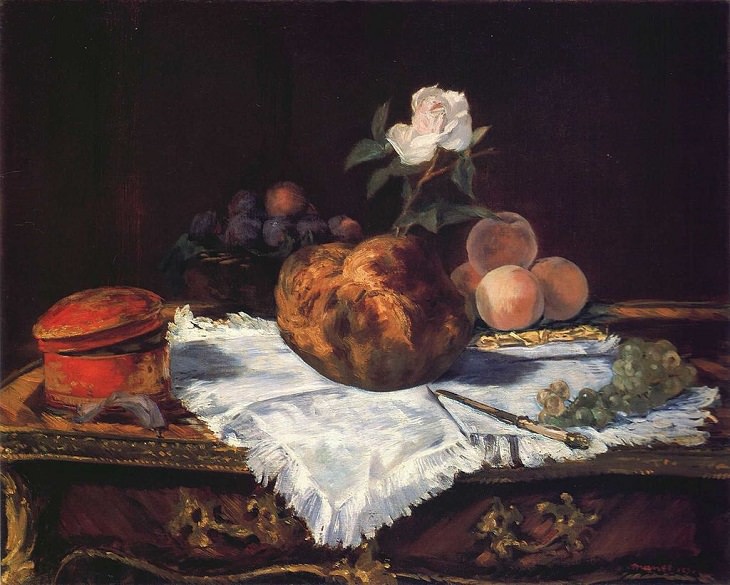 Collected works of 19th century French Impressionist and modernist painter Édouard Manet, The Brioche, 1870