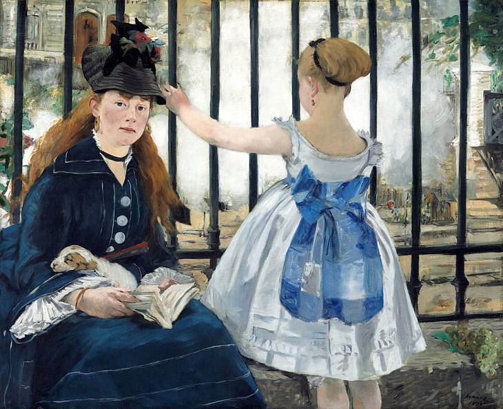 Collected works of 19th century French Impressionist and modernist painter Édouard Manet, The Railway, widely known as Gare Saint-Lazare, 1872-1873