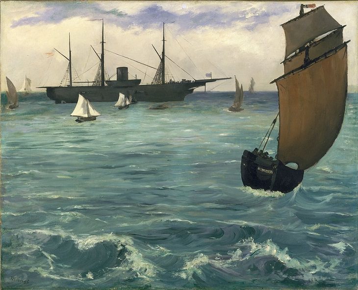 Collected works of 19th century French Impressionist and modernist painter Édouard Manet, The Kearsarge at Boulogne, 1864