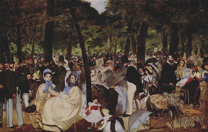 Collected works of19th century French Impressionist and modernist painter Édouard Manet, Music in the Tuileries Gardens, 1862