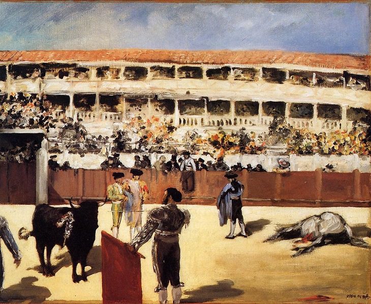 Collected works of 19th century French Impressionist and modernist painter Édouard Manet, Bullfight – Death of the Bull, 1865-1866