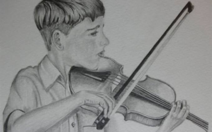 boy playing violin sketch