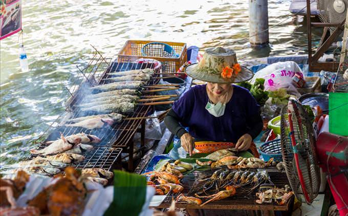 old woman with BBQ
