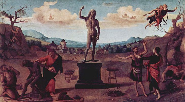 Paintings by various notable artists from different eras inspired by stories from Greek Mythology, ‘The Myth of Prometheus’, by Piero di Cosimo, 1515
