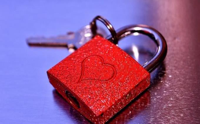 red lock and key with a heart on it