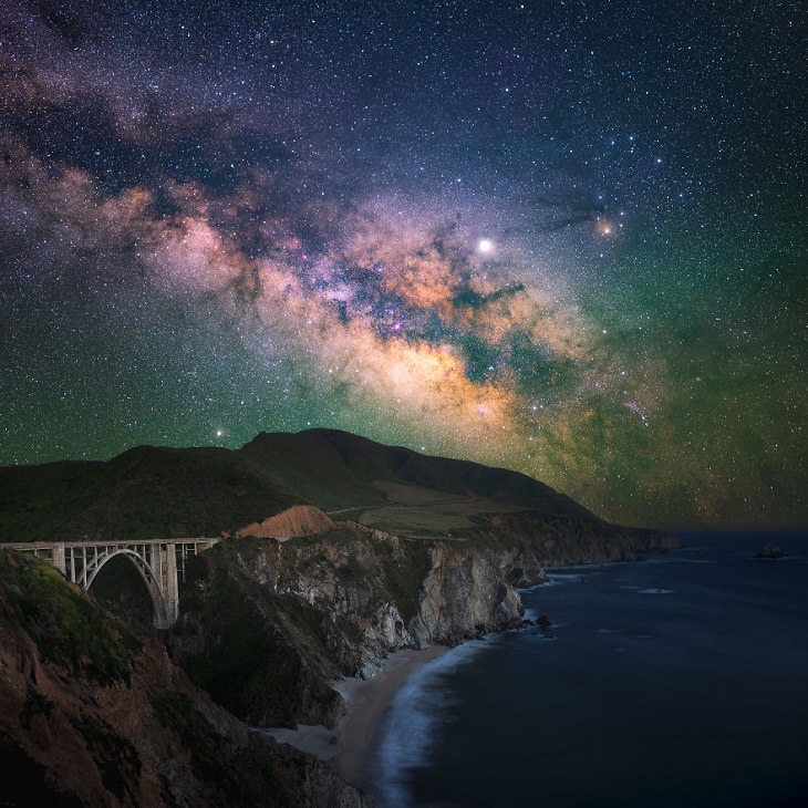 Astronomy photographs of the night sky and nightscapes by Marcin Zajac, A Million Stars, The Big Sur coastline, often referred to as 'The Greatest Meeting of Land & Water in the world', with the Milky Way above it
