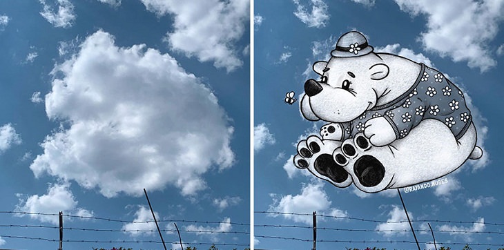 Nuvens transformadas em animais fofos 