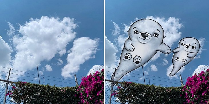 Nuvens transformadas em animais fofos 