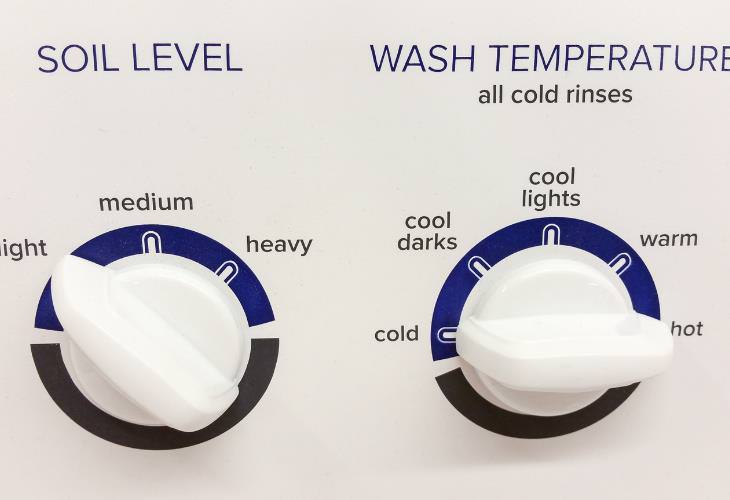 Guia de temperatura da máquina de lavar, enxágue em água fria
