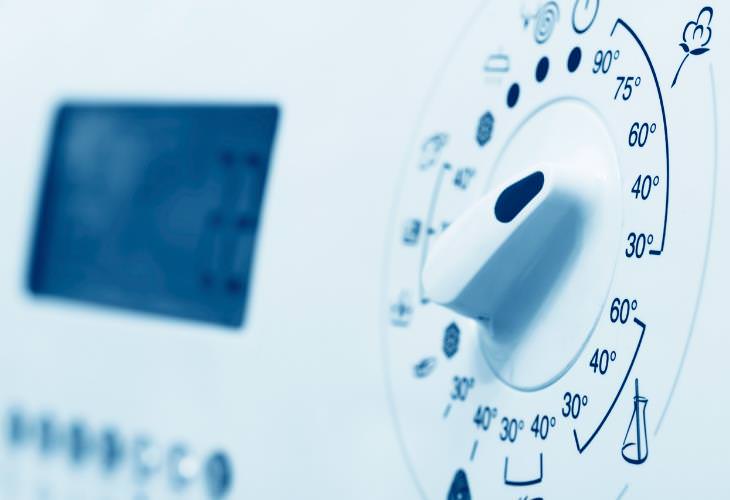 Guia de temperatura da máquina de lavar, água quente