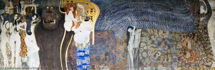 Gustav Klimt The Beethoven Frieze: The Hostile Powers. Far Wall, 1902