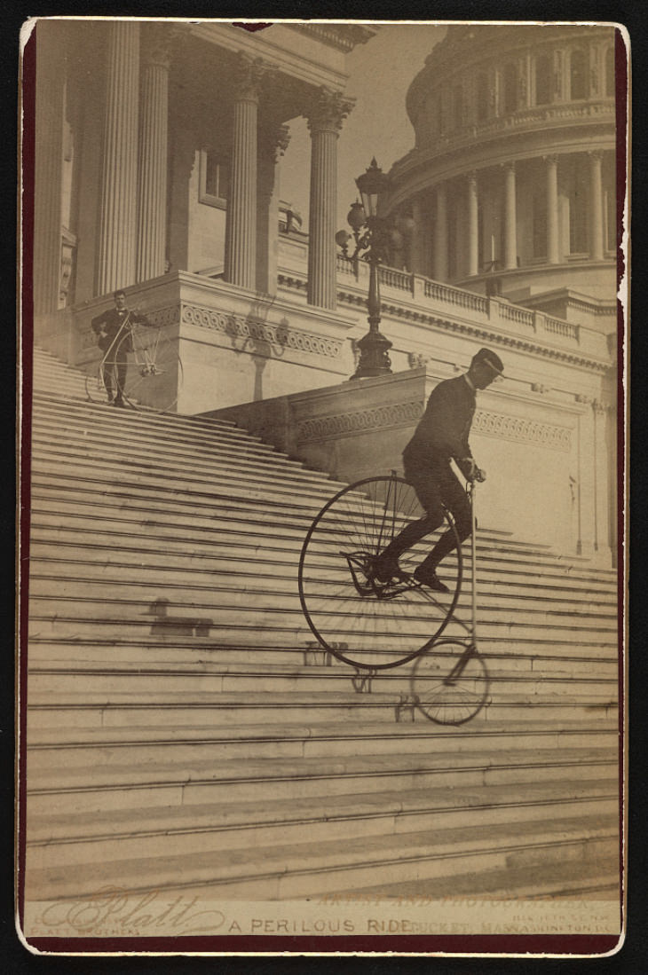 1880-1900 Fotos de bicicleta Penny-Farthings, Washington D.C., c. 1884