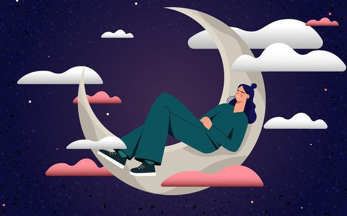 O que seus hábitos de sono revelam sobre seu futuro: ilustração de uma mulher dormindo em uma nuvem
