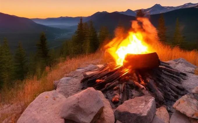 Inteligência artificial ou imagem real: uma fogueira nas montanhas