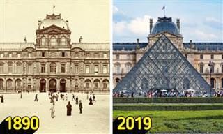 O mesmo local turístico com 100 anos de diferença