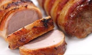 Receita Deliciosa de Lombo de Porco Envolto Com Fatias de Bacon