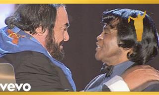 Dueto muito especial de James Brown e Pavarotti